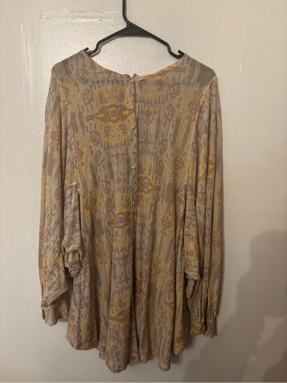 Free People Floral Button-Back Long-Sleeve Tunic in Yellow & Cream